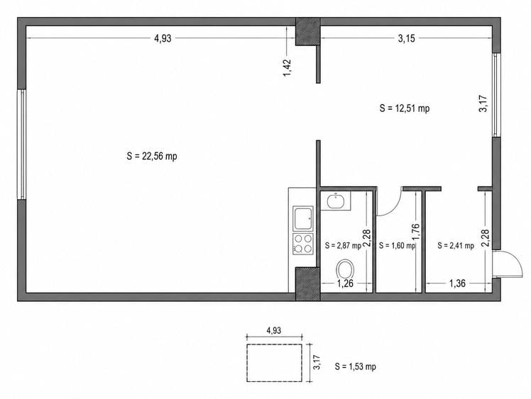 De vânzare Apartament 1 cameră | 42 mp | Gruia - 14