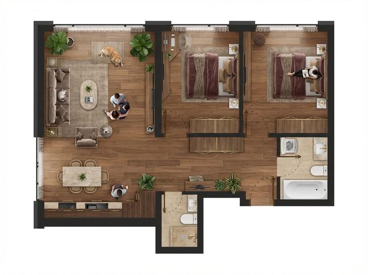 Apartament 3 camere | 2 bai, incalzire in pardoseala | Comision 0% - 8