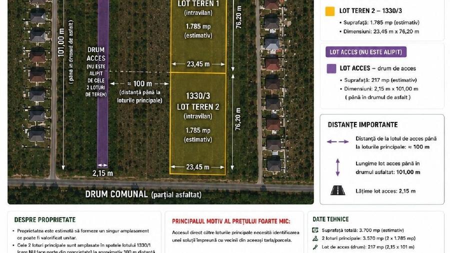Teren Construcții intravilan de 3700 mp, în Joița