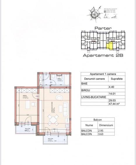 Apartament cu 2 camere în Sânpetru