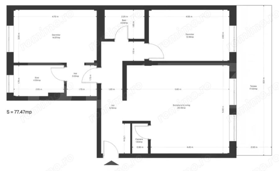 Apartament cu 3 camere decomandat în Ghirodei