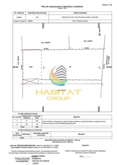 Teren de 355 mp, în Central