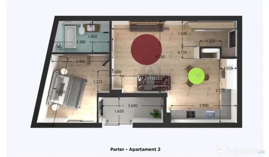 Apartament cu 2 camere decomandat în Central