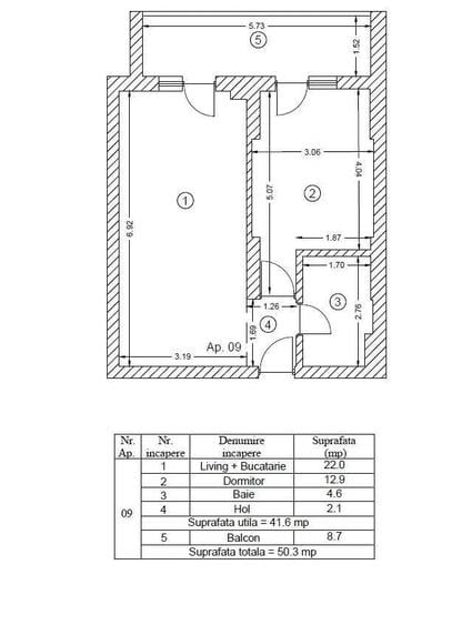 Apartament cu 2 camere decomandat în Central