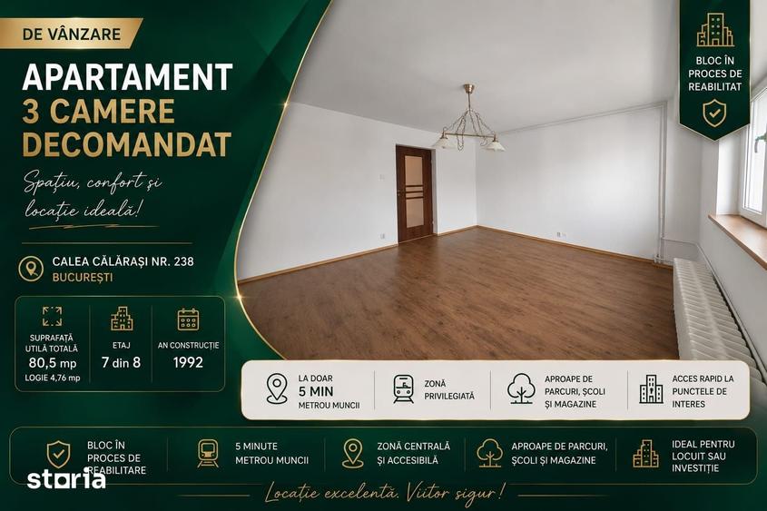Apartament cu 3 camere decomandat în Decebal — fotografia 3