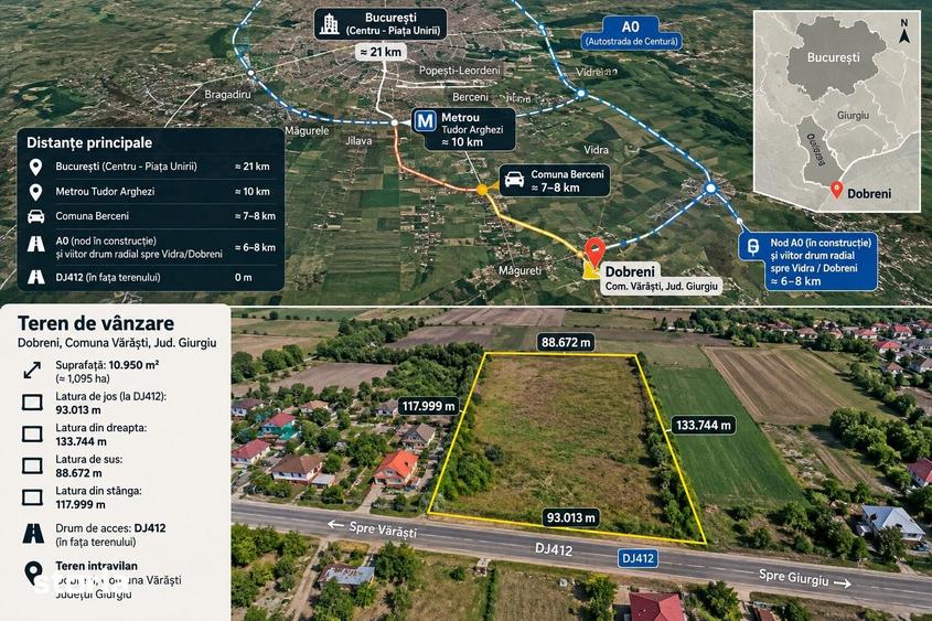 Teren de 10950 mp, în Vărăști