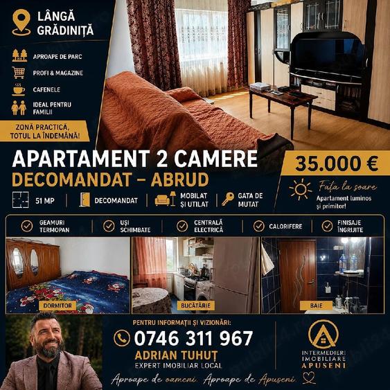 Apartament cu 2 camere decomandat în Central