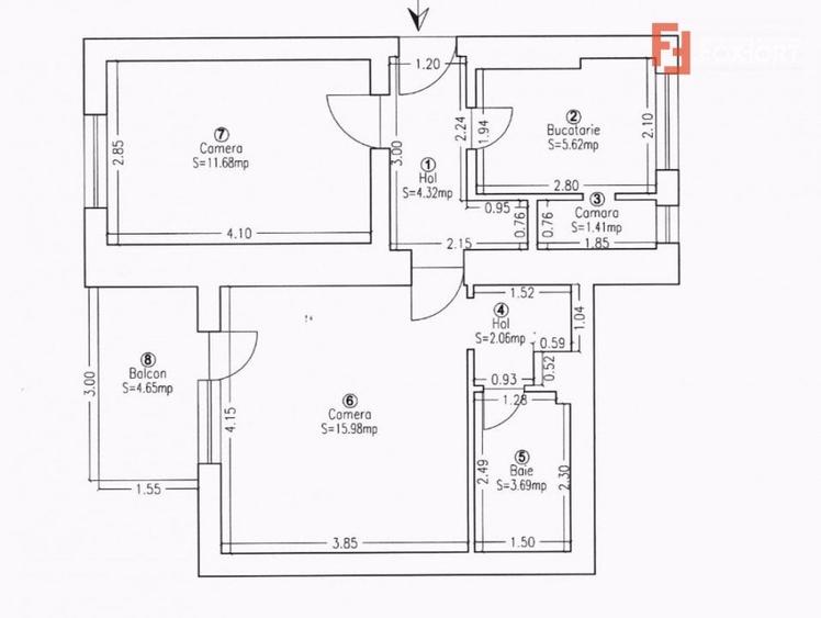 Apartament cu 2 camere decomandat, mobilat în Central