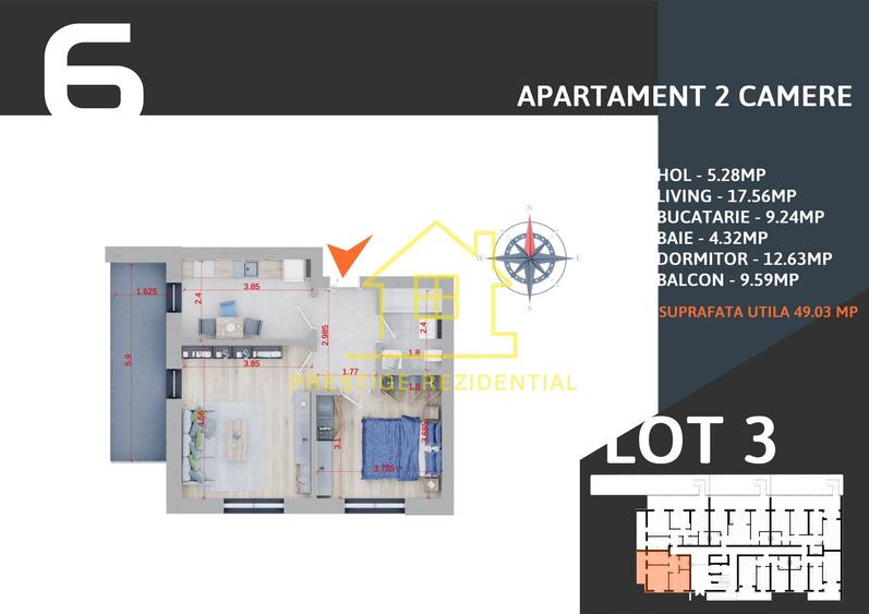 Apartament cu 2 camere decomandat în Theodor Pallady