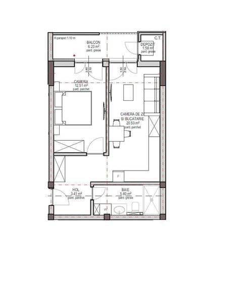 Apartament cu 2 camere în Țiglari