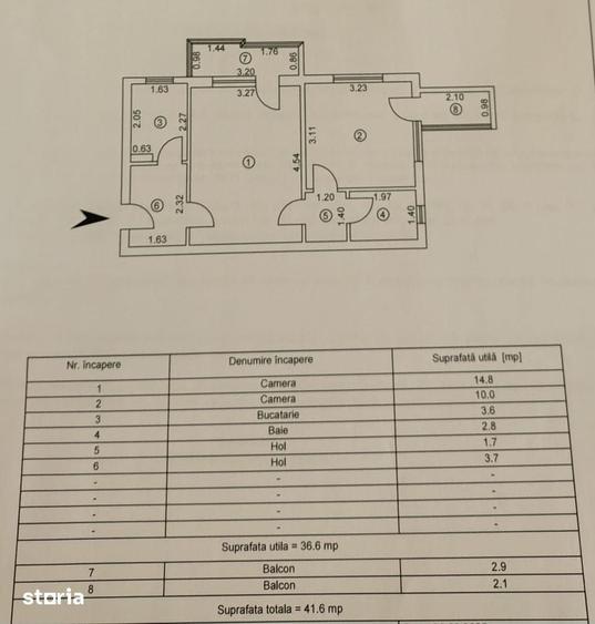 Apartament cu 2 camere în Micro 40