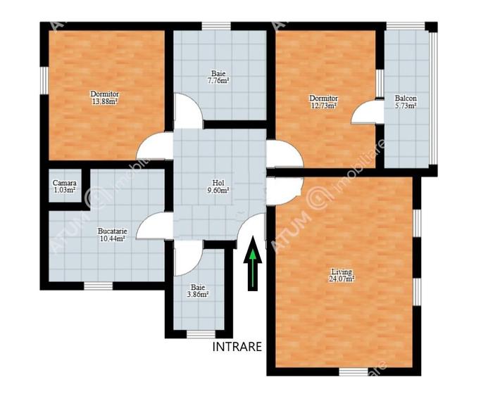 Apartament cu 3 camere decomandat, mobilat în Turnișor