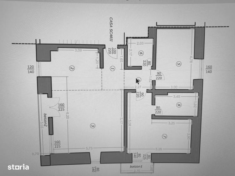 Apartament cu 3 camere decomandat în Republicii