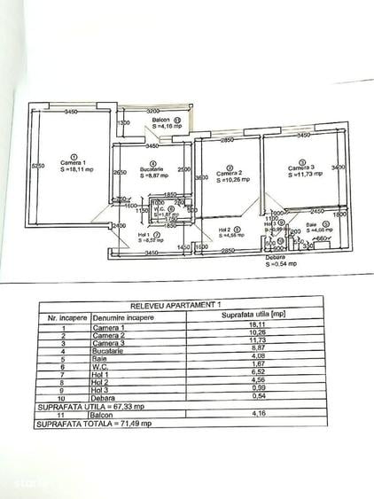 Apartament 3 camere, decomandat, centrala, zona Lipovei - 3