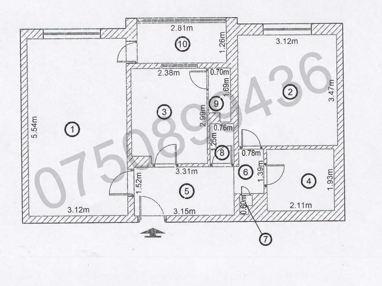 Apartament cu 2 camere decomandat în Militari