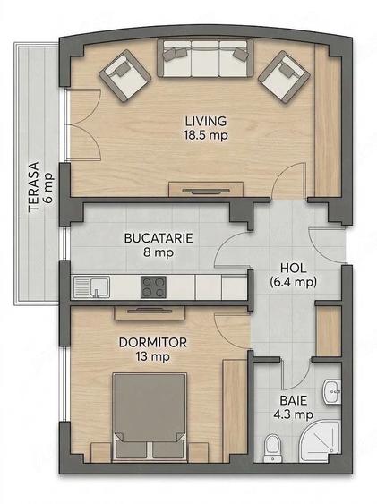 Apartament cu 2 camere decomandat în Parcul Carol