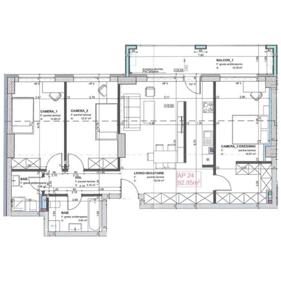 Apartament 4 CAM, SU 92.62 MP, TERASA zona MARASTI - 2