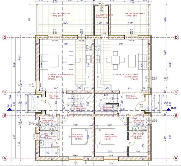 Duplex cu 4 camere cu Teren 300 Mp în Exterior Est
