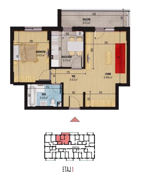 Apartament cu 2 camere decomandat în Haliu