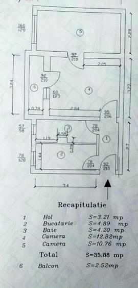 Apartament cu 2 camere semidecomandat în Central