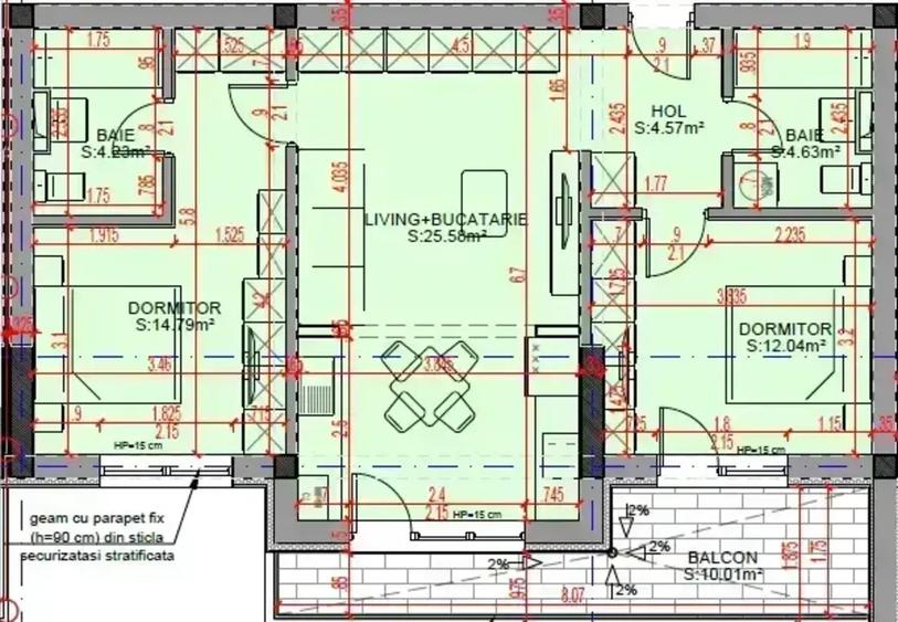 Apartament cu 3 camere decomandat în Titan