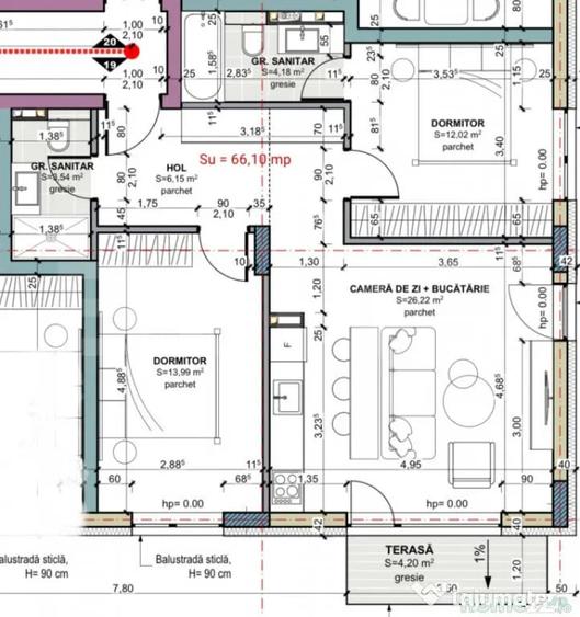 Apartament cu 3 camere semidecomandat în Iris