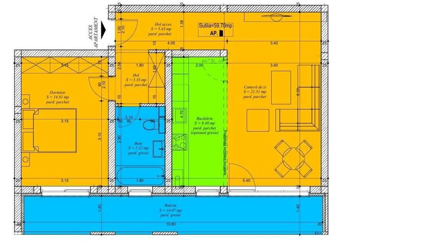 Apartament cu 2 camere decomandat în Giroc