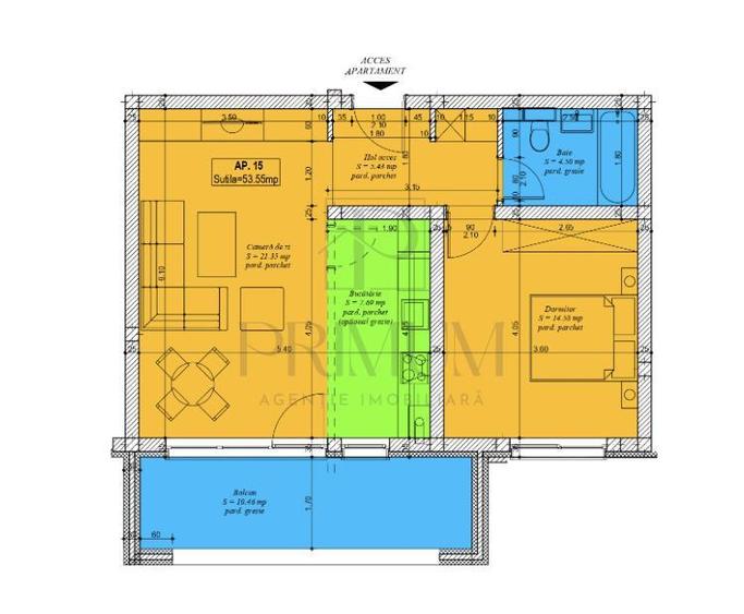 Apartament 2 camere decomandat | Ultimul etaj | Terasă 10,46 mp | Parcare - 8