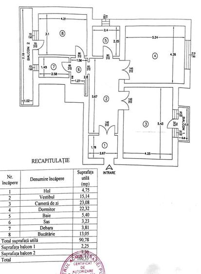 Apartament cu 2 camere decomandat, mobilat în Central