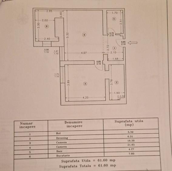Apartament cu 2 camere semidecomandat în Nord