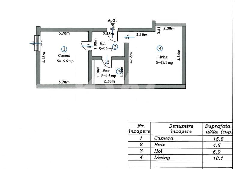 Apartament cu 2 camere semidecomandat în Stupini