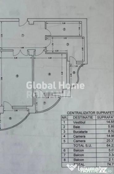 Apartament cu 2 camere decomandat în Unirii