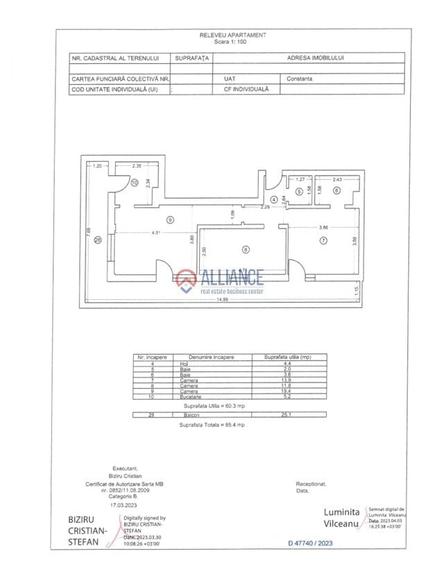Apartament cu 3 camere decomandat în Palazu Mare
