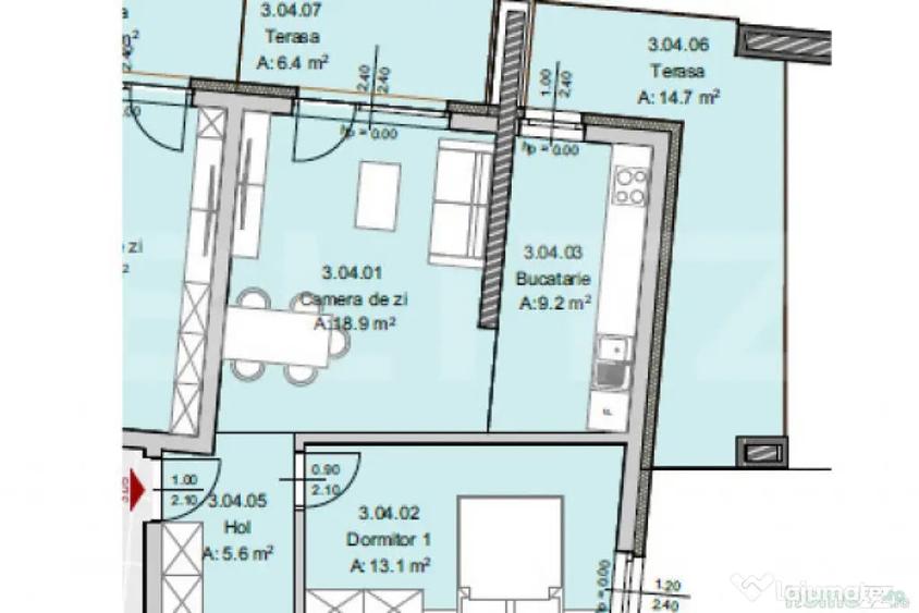 Apartament cu 2 camere semidecomandat în Semicentral