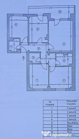 Apartament cu 4 camere decomandat în Central