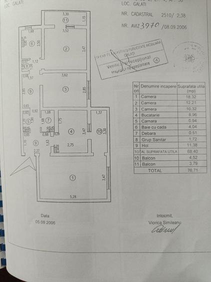 Apartament cu 3 camere decomandat în Central