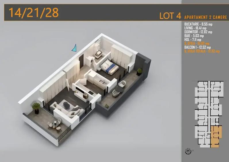 Apartament cu 2 camere decomandat în Theodor Pallady