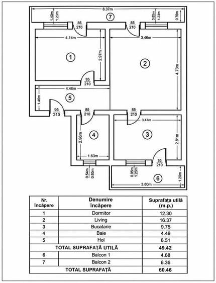 Apartament cu 2 camere semidecomandat în Moara de Vânt