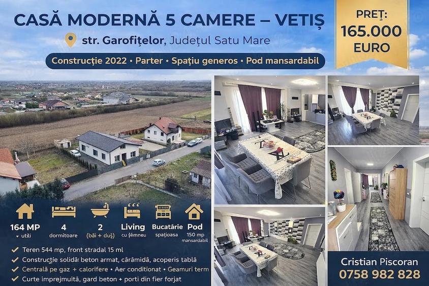 Casă cu 5 camere cu Teren 544 Mp în Careiului