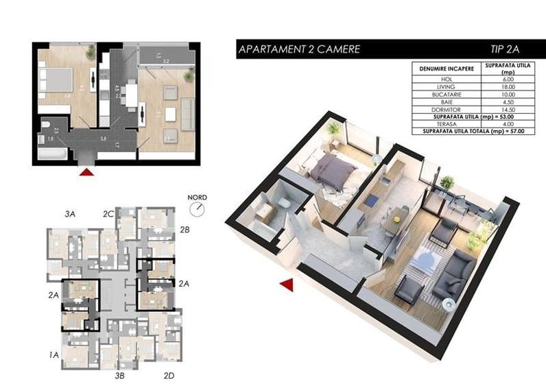 Apartament cu 2 camere decomandat în Rahova