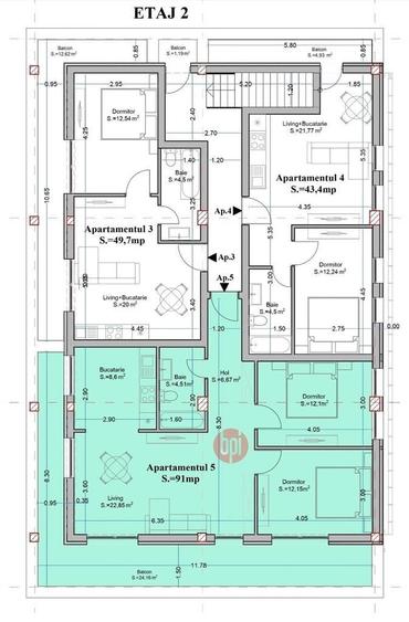 Apartament cu 3 camere în Fălticeni