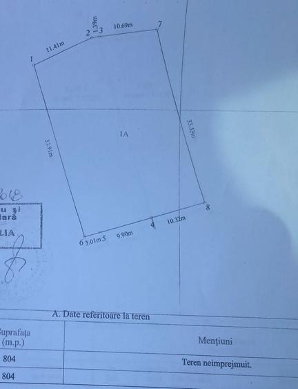Teren intravilan de 800 mp, în Est