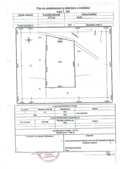Teren Construcții intravilan de 1573 mp, în Cotroceni