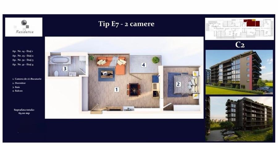 Apartament cu 2 camere semidecomandat în Central
