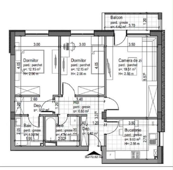 Apartament cu 2 camere decomandat în Exterior Vest
