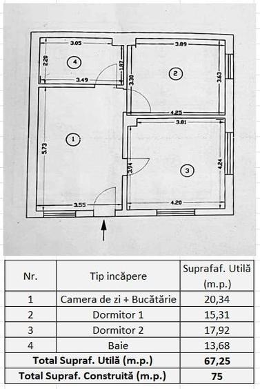 Duplex cu 3 camere cu Canalizare în Găești