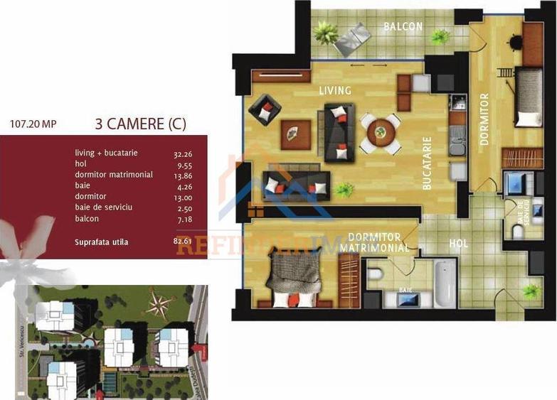 Apartament de vanzare cu 3 camere, Complex Rezidential In City - 12