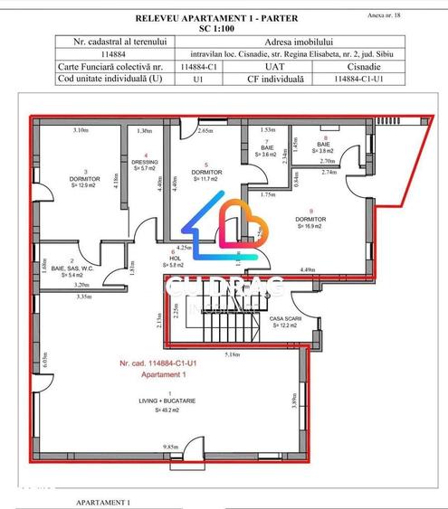 Apartament cu 4 camere, mobilat în Central