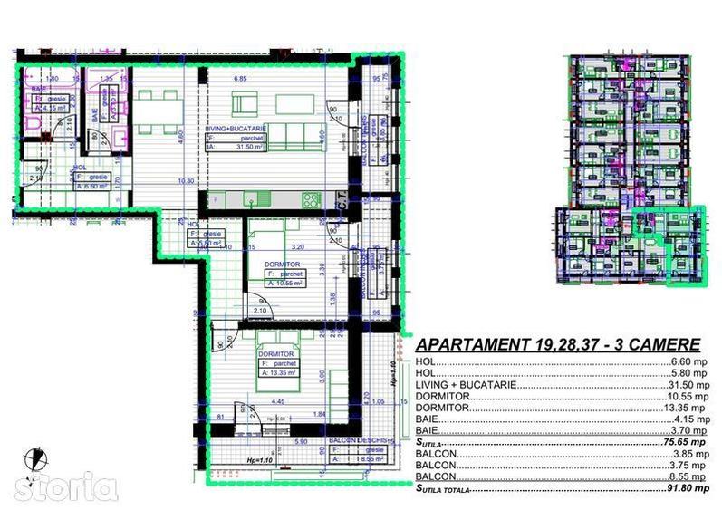 Apartament cu 3 camere în Ultracentral