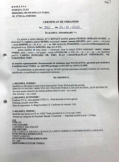 Teren de 1220 mp, în Central